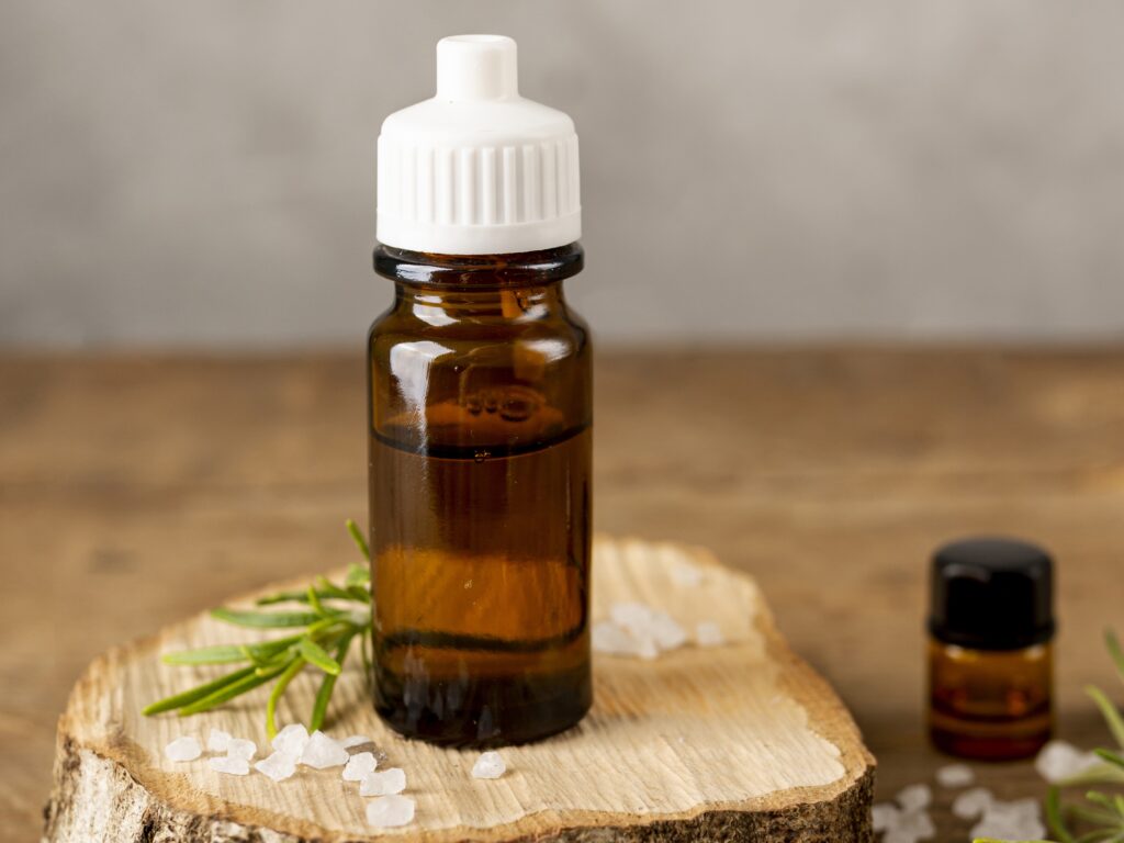 arreglo de spa con pieza de madera y aceite